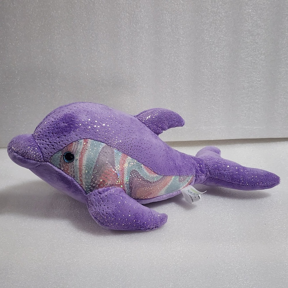 Destination Nation Aurora Dolphin Purple Glitter Plush 2022 15" Stuffed Animal